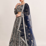 Midnight Blue Net Embroidered Lehenga Set
