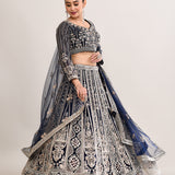 Midnight Blue Net Embroidered Lehenga Set