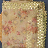 Peach Organza Floral Fusion Saree