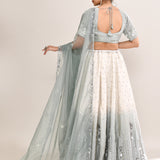 Ash White Crepe Embroidered Lehenga Set