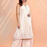 Off-White Georgette Thread Embroidered Kurta Set