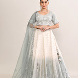 Ash White Crepe Embroidered Lehenga Set