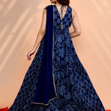 Navy Blue Georgette Floral Printed Anarkali Set