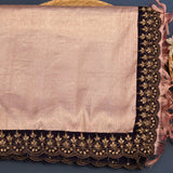 Navy Blue And Vibrant Pink Kanchipuram Silk Saree With Traditional Pure Gold Zari Korvai Border