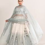Ash White Crepe Embroidered Lehenga Set