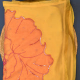 Bright Yellow Georgette Saree With Oversized Floral Cutwork