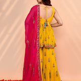 Earthy Yellow Georgette Embroidered Sharara Set