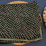 Beautiful Green Designer Blended Silk Saree With All Over Bandhani