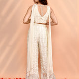 Off White Tissue Silk Indo-Western Set