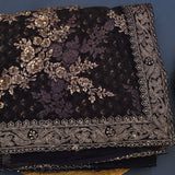 Luxurious Black Net Saree With All-Over Gold Embroidered Floral Design & Sequin Embellishment
