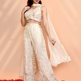 Off White Tissue Silk Indo-Western Set