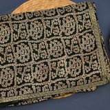 Luxurious Forest Green Designer Saree With Gold Bandhani Tie-Dye Pattern & Embroidered Border