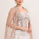 Pastel Cream Net Embroidered Lehenga Set