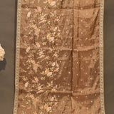 Sophisticated Beige Organza Tissue Saree With Hand-Embroidered Birds, Florals & Pichwai Design