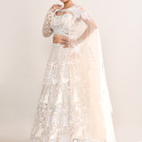 White Net Embroidered Lehenga Set