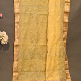 Cool Yellow Cotton Fusion Saree With Floral Embroidery