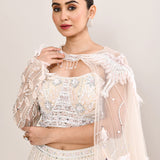 White Net Embroidered Lehenga Set