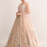 Sand Beige Net Embroidered Lehenga Set
