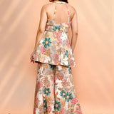Pastel Multi Colour Crepe Silk Floral Peplum Set