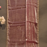 Elegant Brown Tissue Saree With Gold Embroidered Scallop Border