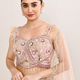 Sand Beige Net Embroidered Lehenga Set
