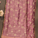Mauve Designer Organza Tissue Embroidered Saree With Sequin Details