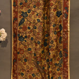 Beige Kalamkari Print Chanderi Saree With Sequin Border