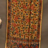 Beige Multi-Color Cotton Saree With Floral Embroidery And Border