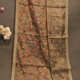 Elegant Light Brown And Beige Silk Blend Designer Saree