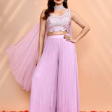 Soft Lilac Chinon Georgette Indo-Western Set