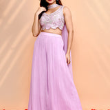 Soft Lilac Chinon Georgette Indo-Western Set