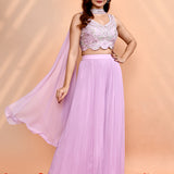 Soft Lilac Chinon Georgette Indo-Western Set