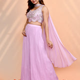 Soft Lilac Chinon Georgette Indo-Western Set