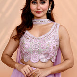 Soft Lilac Chinon Georgette Indo-Western Set
