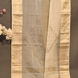 Beige Chanderi Minimal Handcrafted Saree