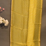 Ellow Organza Designer Saree With Leheriya Print And Sequin Embroidery Border