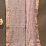 Elegant Lavender Georgette Saree With Gold Embroidered Jaal Design & Woven Border