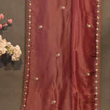 Mauve Organza Tissue Designer Saree With Hand-Embroidered Sequin Border And Floral Buttis