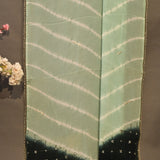 Sea Green Leheriya And Black Ombre Georgette Saree With Sequin Grid Work And Pearl Border