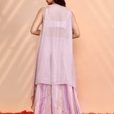 Lilac Tissue Silk Embroidered Indo-Western Set