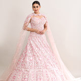 Soft Pink Net Embroidered Lehenga Set