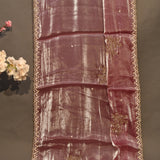Mauve Pink Designer Tissue Saree With Hand-Embroidered Floral & Gold Zari Work