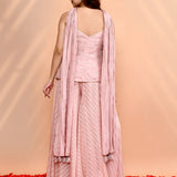Dusty Pink Georgette Leheriya Indo-Western Set