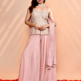 Dusty Pink Georgette Leheriya Indo-Western Set