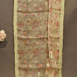 Peach Organza Floral Fusion Saree