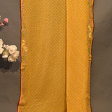 Yellow Georgette Printed Saree With Bandhani Design