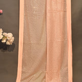 Peach Georgette Saree With Diagonal Gold Sequin Stripes