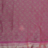 Pink Banarasi Weave Kanjivaram Saree With Multicolour Floral Embroidered Border