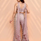 Dusty Mauve Tissue Silk Indo-Western Set