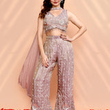 Dusty Mauve Tissue Silk Indo-Western Set